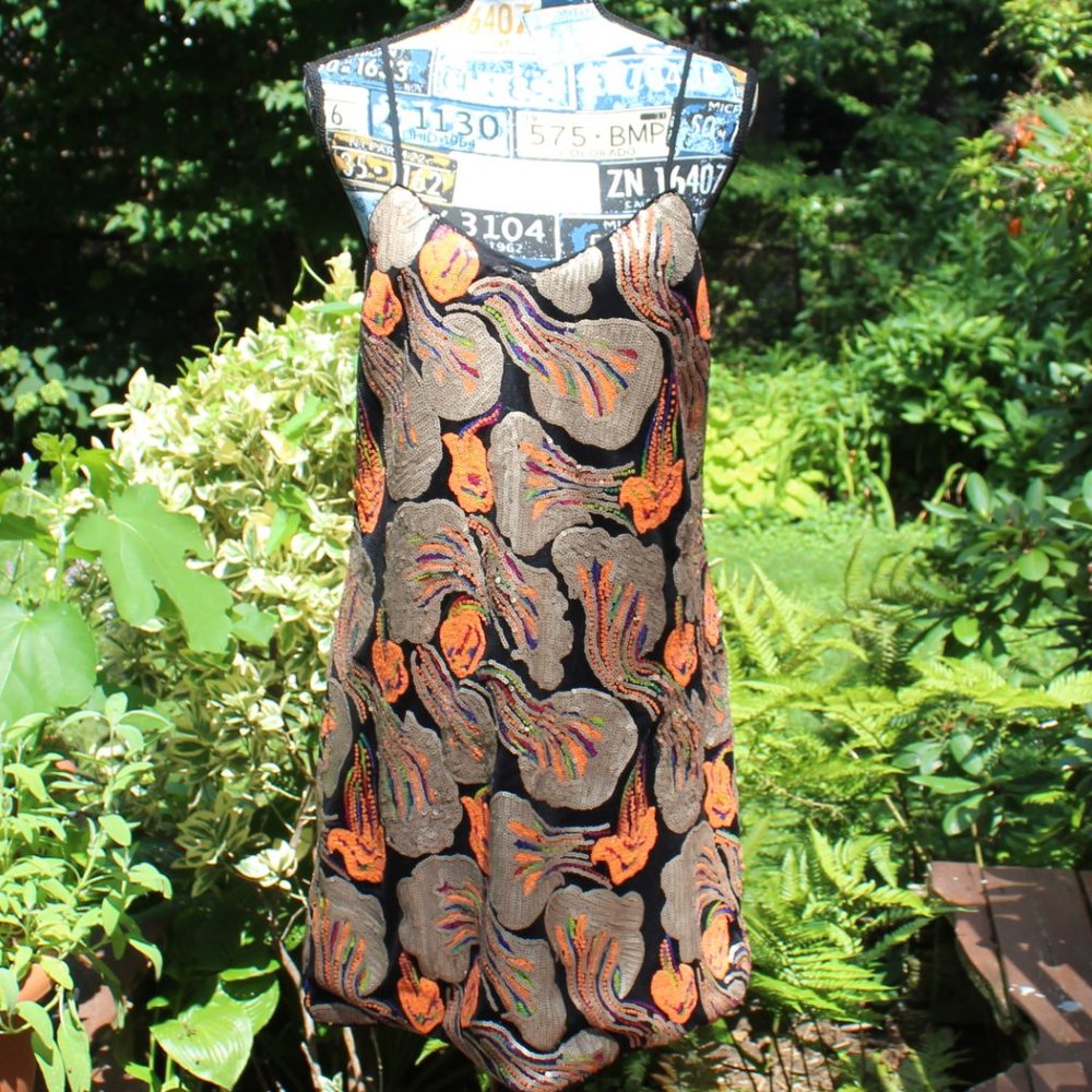 Jealous Tomato Orange and Black Sequin Tank Cocktail Dress Size Medium